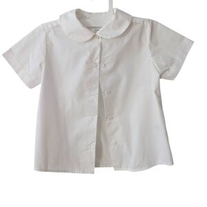 NWOT DENNIS UNIFORM Girls Peter Pan Collar Blouse Size 4 White Short Sleeve